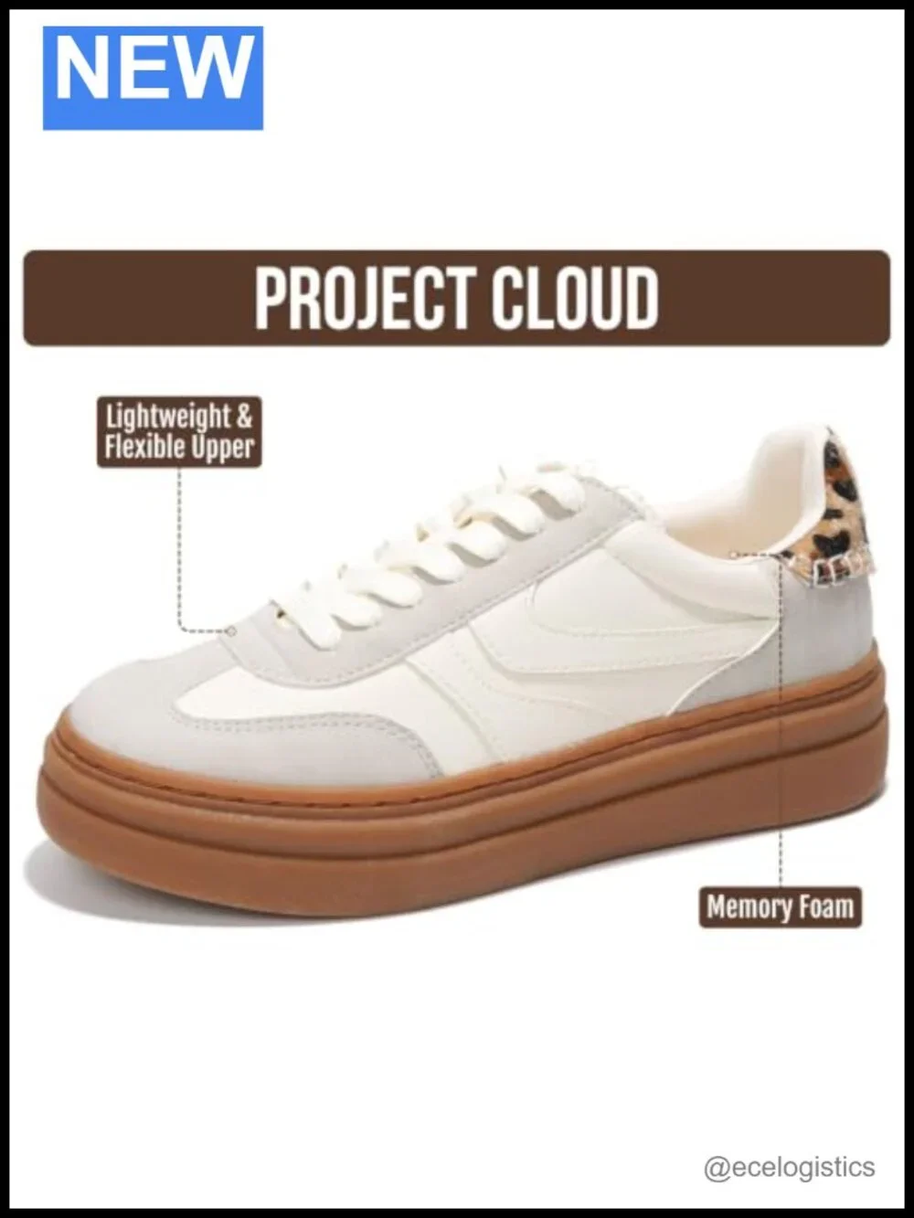 Lightweight Platform Sneakers with Memory Foam Insole, Non-Slip Casual Lace-up